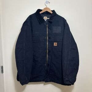 VTG Carhartt Jacket Sandstone Duck Arctic Quilt Lined C26 MDT Dark Blue 3XL Tall